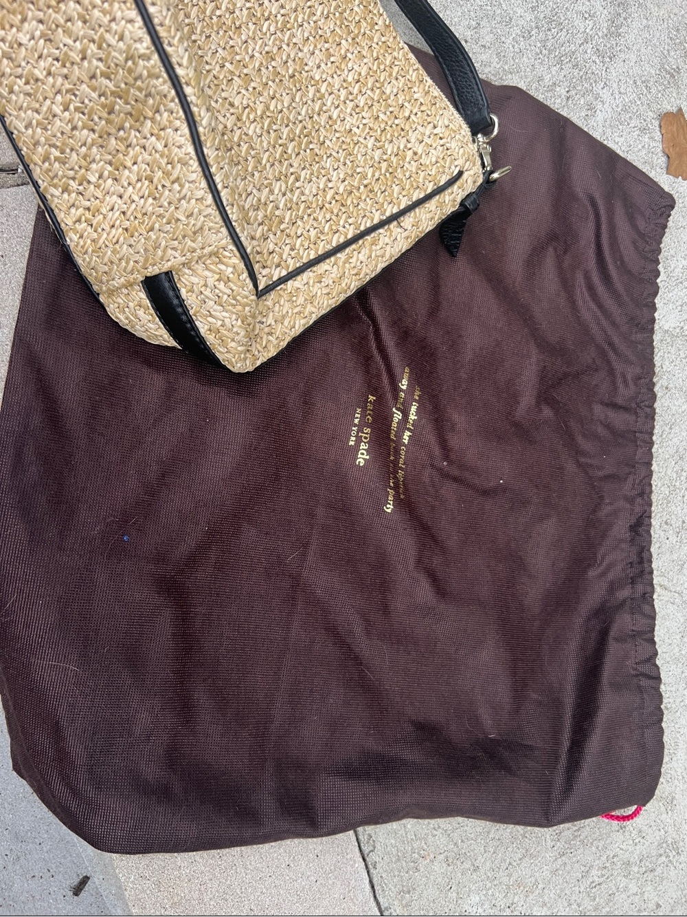 kate spade Natural Straw Crossbody with Black Trim - Picture 5 of 7
